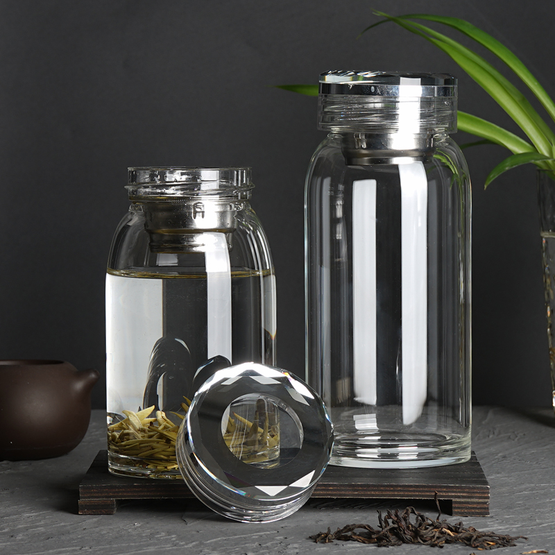 高硼硅玻璃杯耐高温水杯大容量泡茶杯女士专用茶水分离杯子带盖