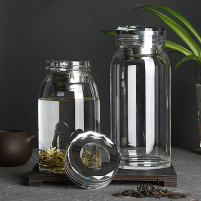 高硼硅玻璃水杯单层耐高温大容量泡茶杯女士专用茶水分离杯子带盖