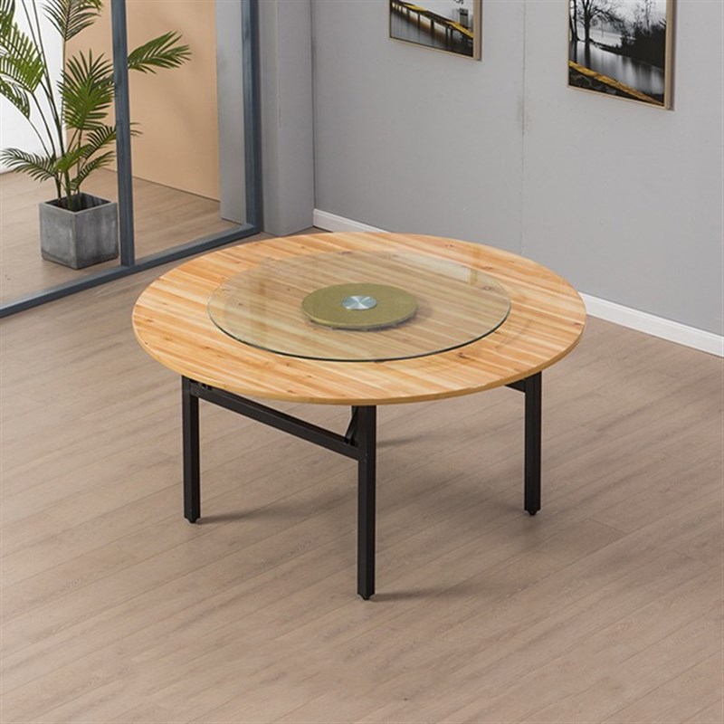 实木圆桌面杉木折叠1.5米1.6米1.8米家用圆桌10人酒Z店餐桌圆台面