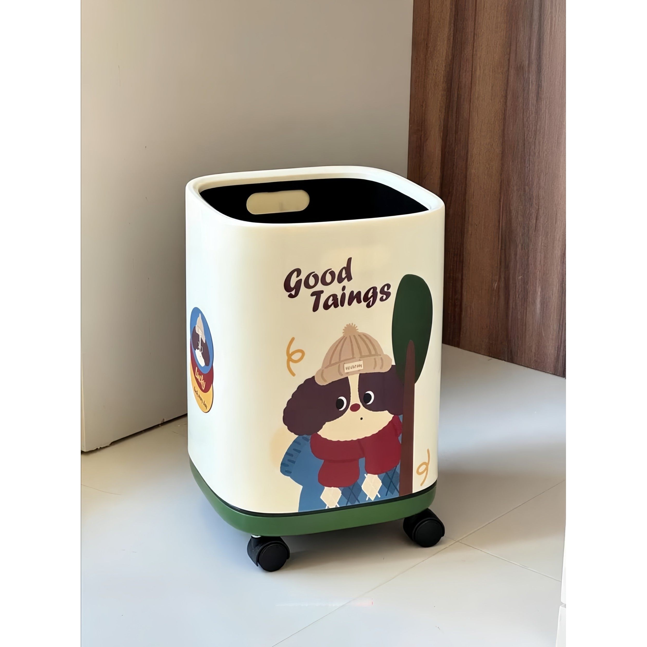 【新家的100个快递】带轮垃圾桶家用客厅卧室带盖双层按压收纳桶