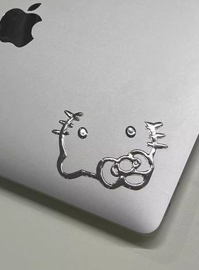 2025新款银色贴纸卡通可爱kt猫手机电脑汽车贴纸凯蒂猫笔记本装饰