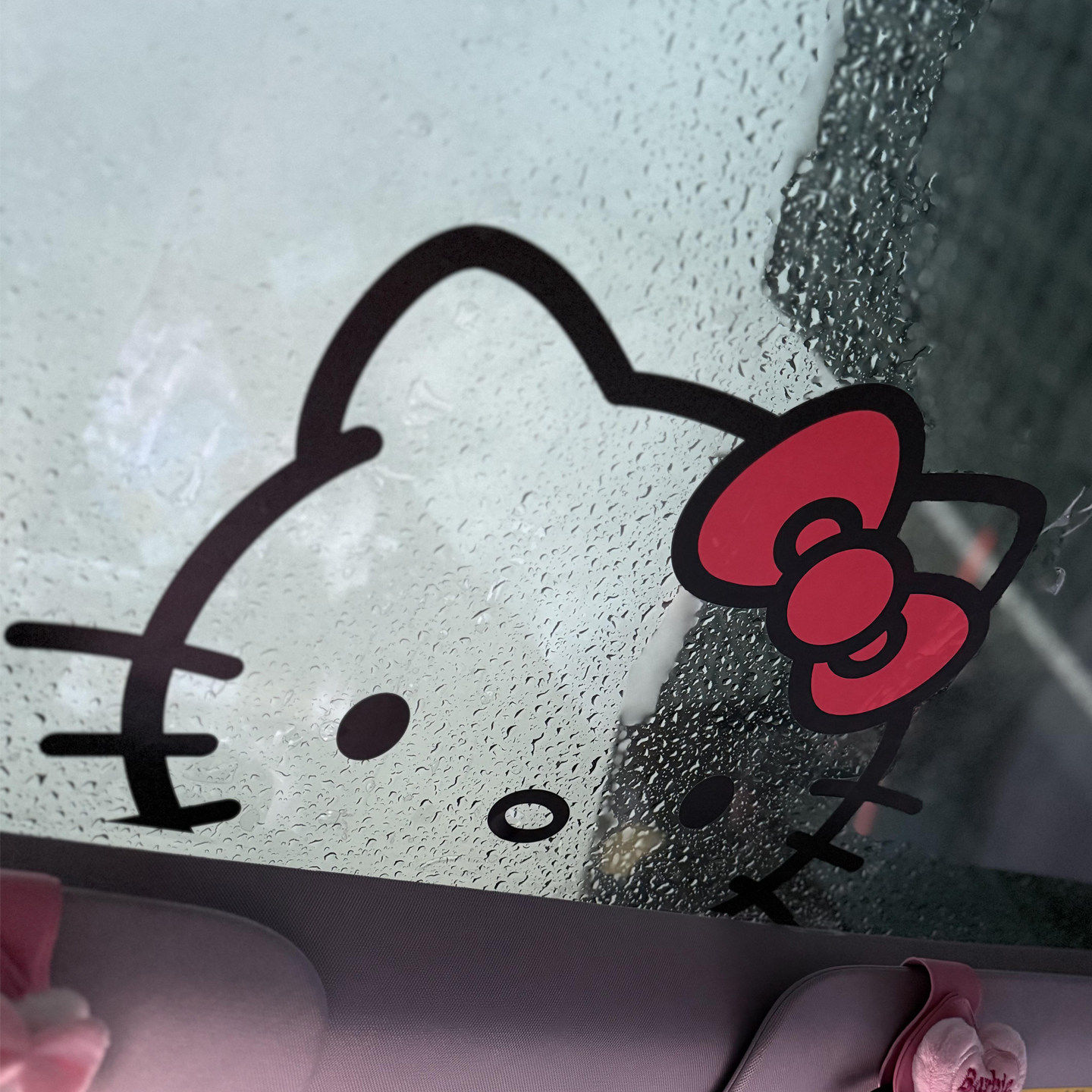 可爱卡通Kitty汽车天窗贴纸遮挡划痕防水装饰贴创意可爱车内饰