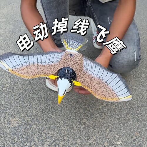 仿真老鹰鸟电动发声发光吊线玩具儿童动物飞声音灯光会叫能飞鸟