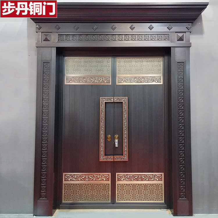 步丹铜门新中式别墅大门铝艺现代庭院门不锈钢门家用永康厂家定制