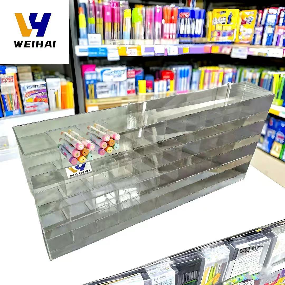 批发加厚亚克力笔筒 斜口设计马克笔水彩笔收纳架 文具店铺陈列架
