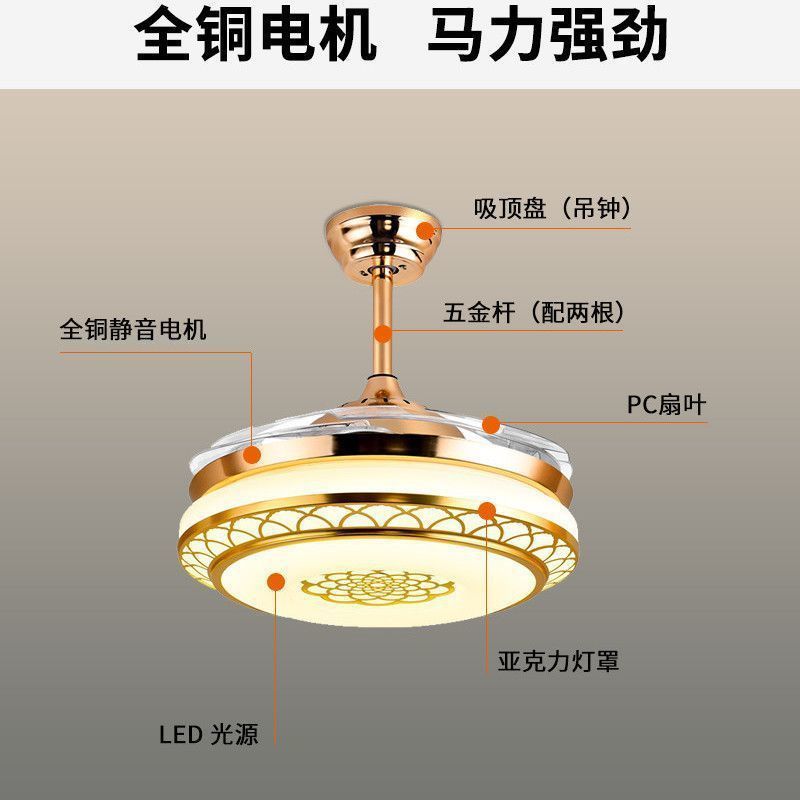 隐形风扇灯蓝牙音响电扇灯家用智能客厅餐厅吊灯风扇带灯二合一