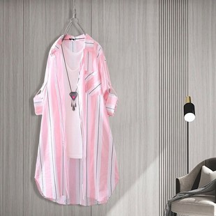 雪纺防晒衬衫女中长款时尚宽松遮屁股夏季薄款外搭空调衫外套上衣