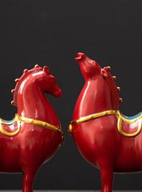 西安文创陶瓷富贵唐马摆件唐三彩创意家居办公室桌面书房装饰工艺