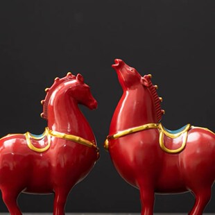 西安文创陶瓷富贵唐马摆件唐三彩创意家居办公室桌面书房装饰工艺