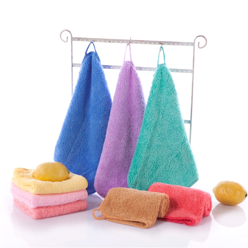 五条装珊瑚绒挂式小毛巾幼儿园方巾儿童洗脸巾家用柔软吸水擦手巾