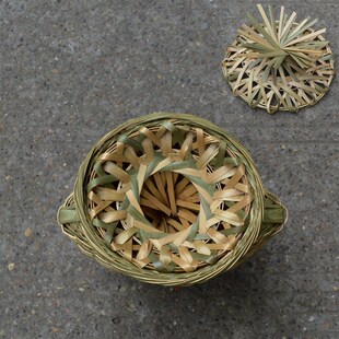 手工竹编鱼篓竹编捕鱼篓竹制品装饰竹编灯罩小背篓小赶海竹编道具