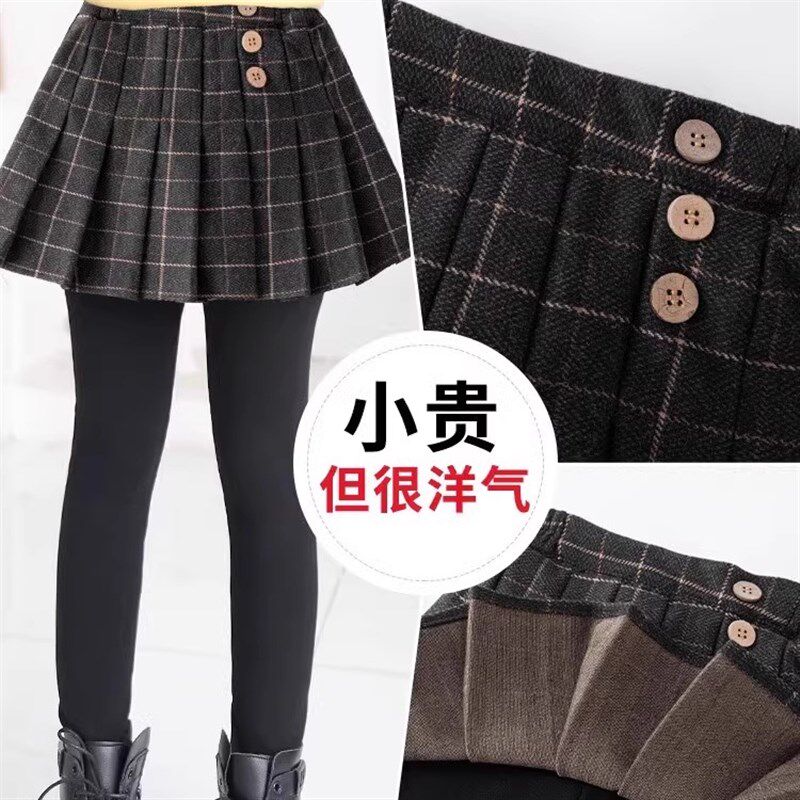 女童春秋假两件打底裤裙裤2024新款中大童洋气宝宝冬季加绒裤裙潮