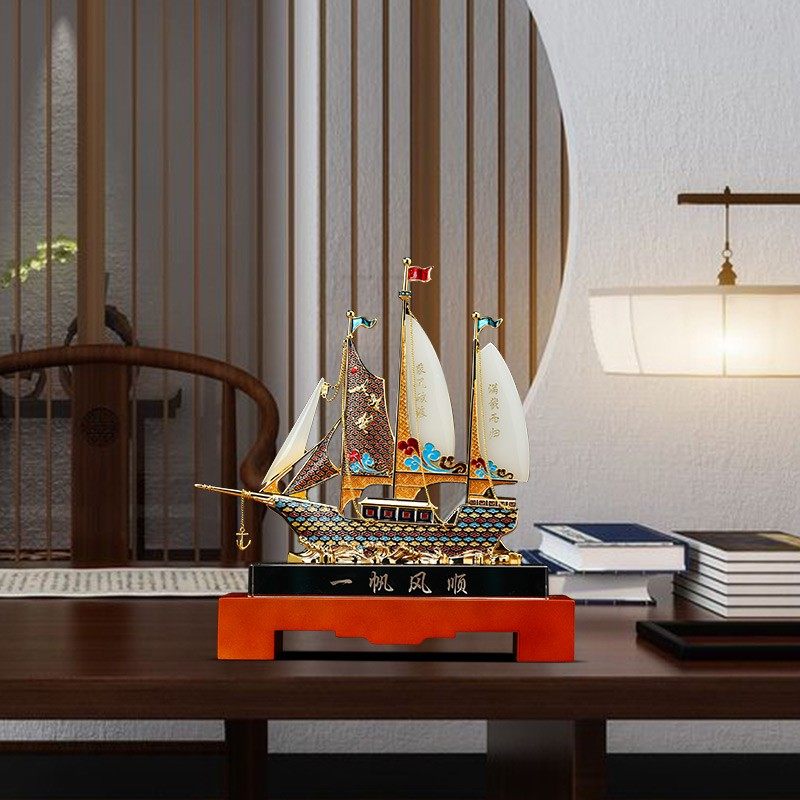 一帆风顺帆船摆件老板办公室桌面酒柜招财装饰品高档乔迁开业礼物