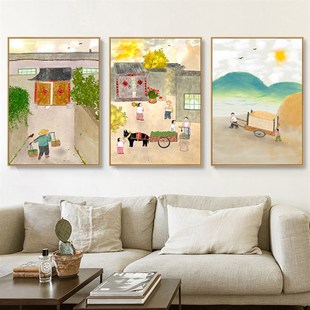 新中式餐厅装饰画饭店厨房背景墙面壁画客厅简约民宿禅意茶室挂画