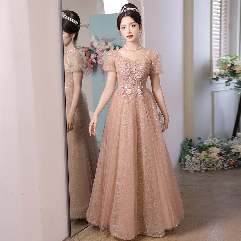 大码晚礼服女新款胖mm200斤小众高级感宴会主持人钢琴艺考公主裙