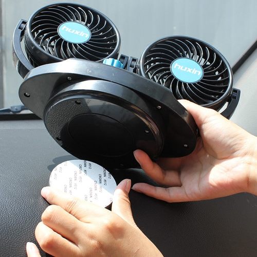 湖鑫车用自动摇头电风扇12V24V货车汽车风扇大风调速电动摇头电扇