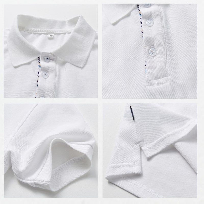 儿童长袖白色polo衫短袖男童纯棉翻领T恤春秋夏季英伦女中大童装