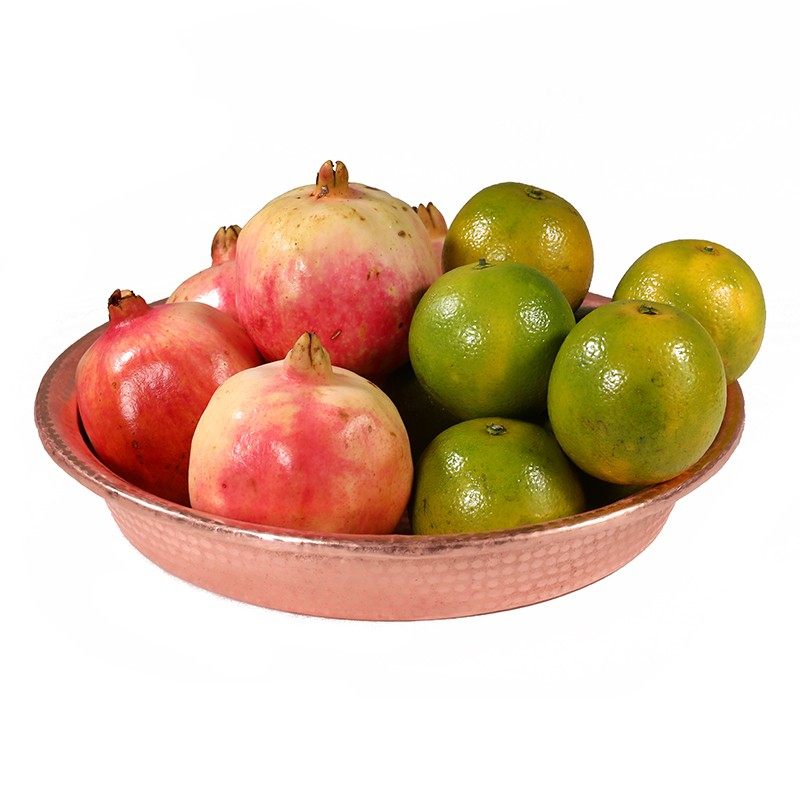 纯手工紫铜盘子 平底煎锅 火锅托盘底盘水果盘蒸鸡型铜盘子加厚蒸