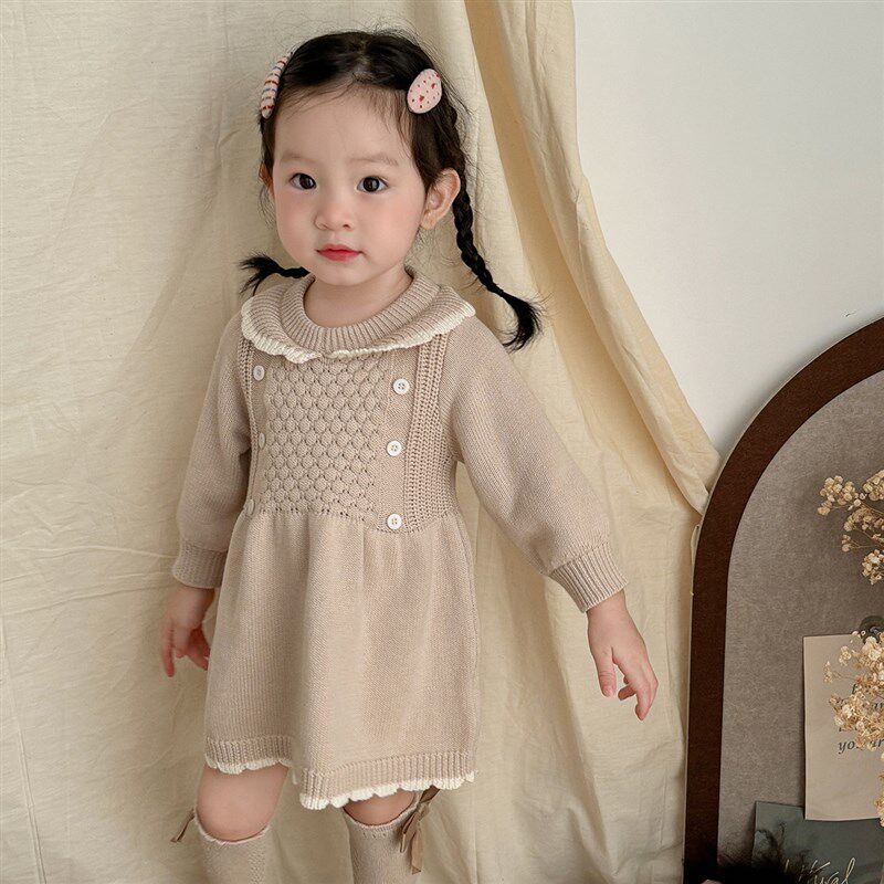 2024新款女童秋冬毛衣连衣裙婴幼儿针织裙子女孩毛线衣小童针织裙