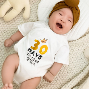 福贵儿满月照婴儿衣服夏装新生女宝宝公主春秋男孩连体衣夏季薄款