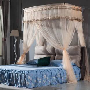 2020新款 蚊帐不锈钢压脚伸缩不打孔省空间1.5m1.8米床双人大床