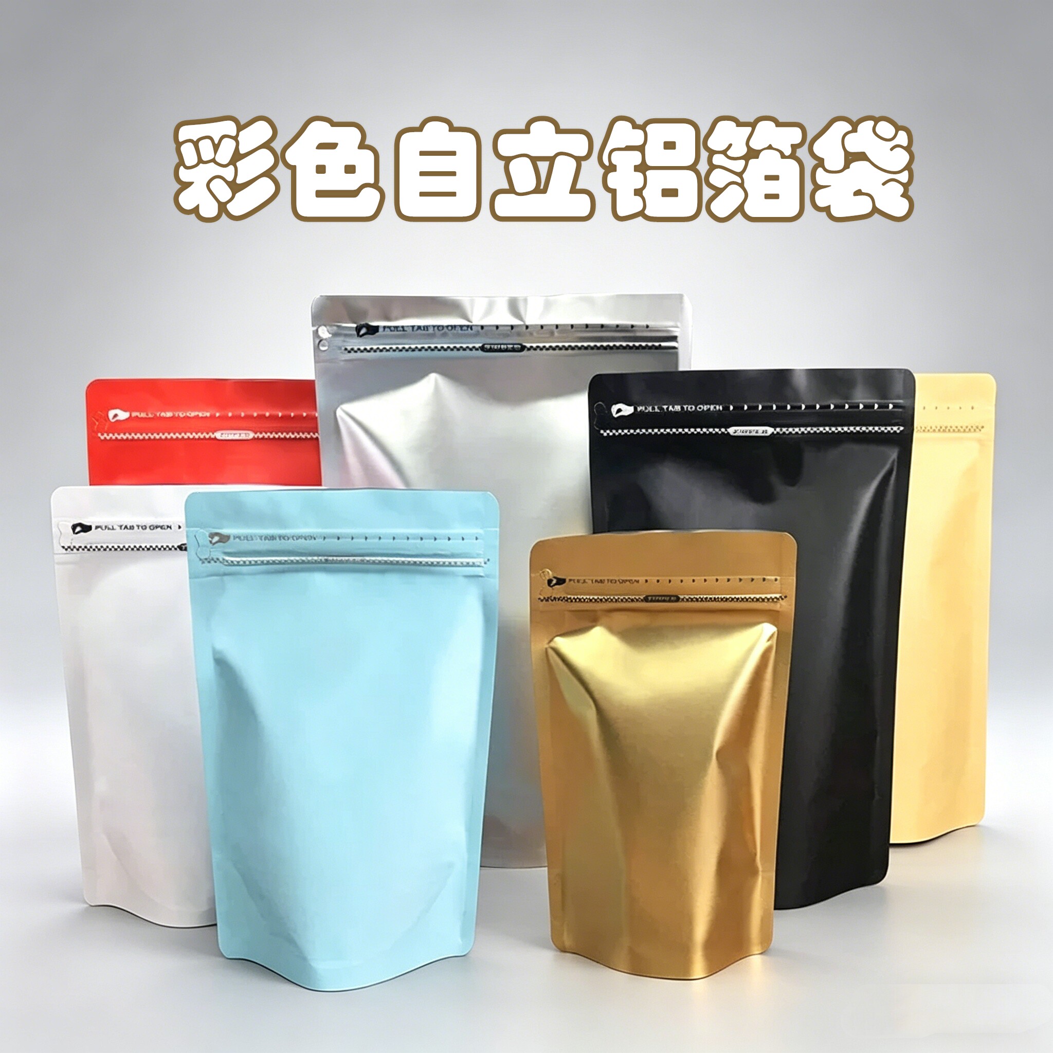 自立袋加厚铝箔拉链自立密封袋