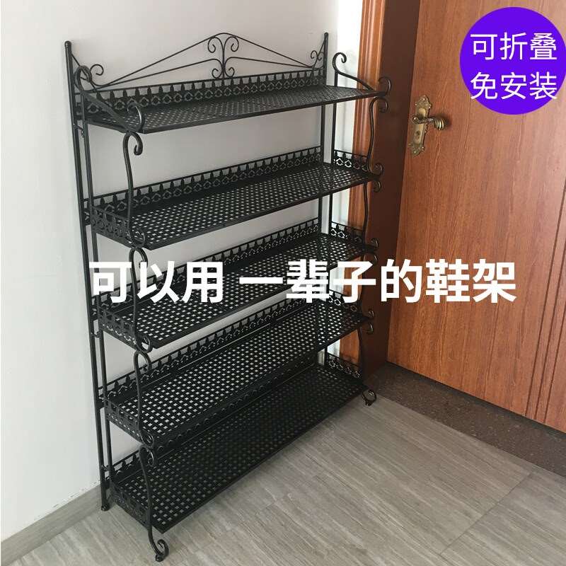 欧式铁艺鞋架多层家用客厅落地式置物架简易门口不锈钢鞋柜免安装