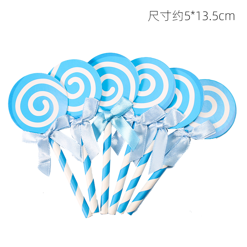 30个装蛋糕装饰插件气球蓝绿黄色彩色卡通吸管老鼠棒棒糖插牌网红