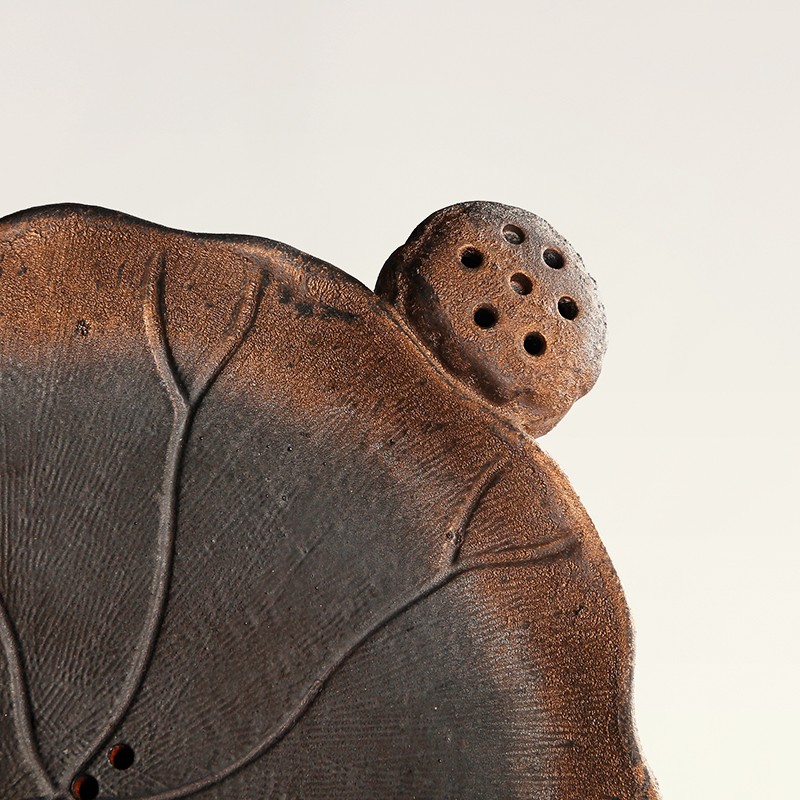 日式柴烧泡茶台托盘粗陶干泡台茶盘小壶承陶瓷圆形储水式迷你家用