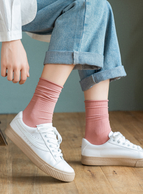 极速5 Pairs Women Ice Thin Loose Socks Calf Tube Socks Summe