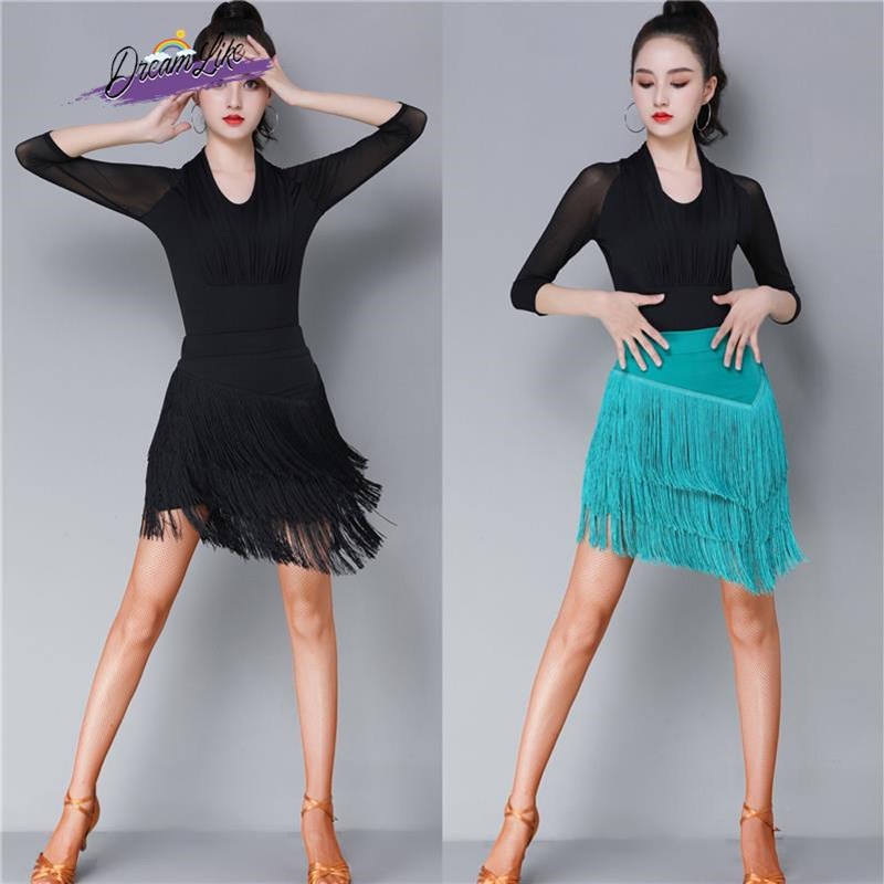 拉丁舞裙新款练功服装女成年人半身裙流苏裙下装比赛舞蹈演出服装