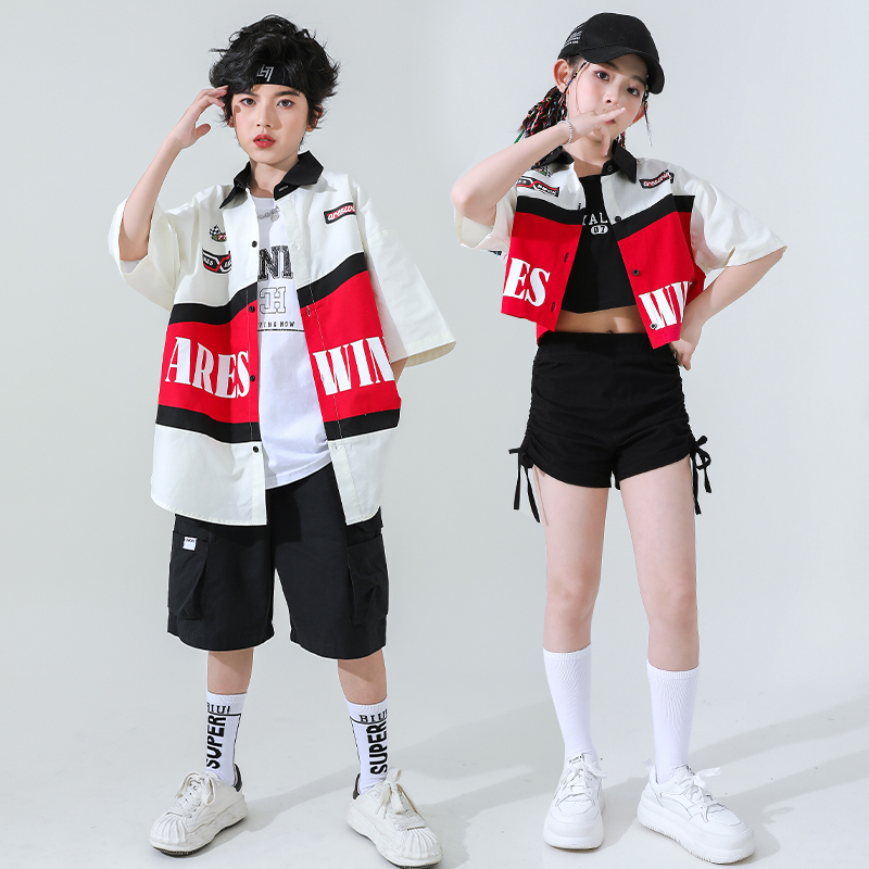 幼儿街舞潮服男孩嘻哈套装hiphop架子鼓演出服装女孩爵士舞表演服