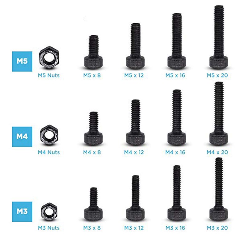 500 Pcs Grade 12.9 Black M3 M4 M5 Inner Hex Socket Head Cap