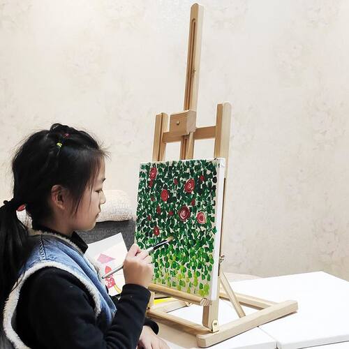 极速彩色桌面画架台式4K8开画板白黑粉红胡桃色画架套装木制可折