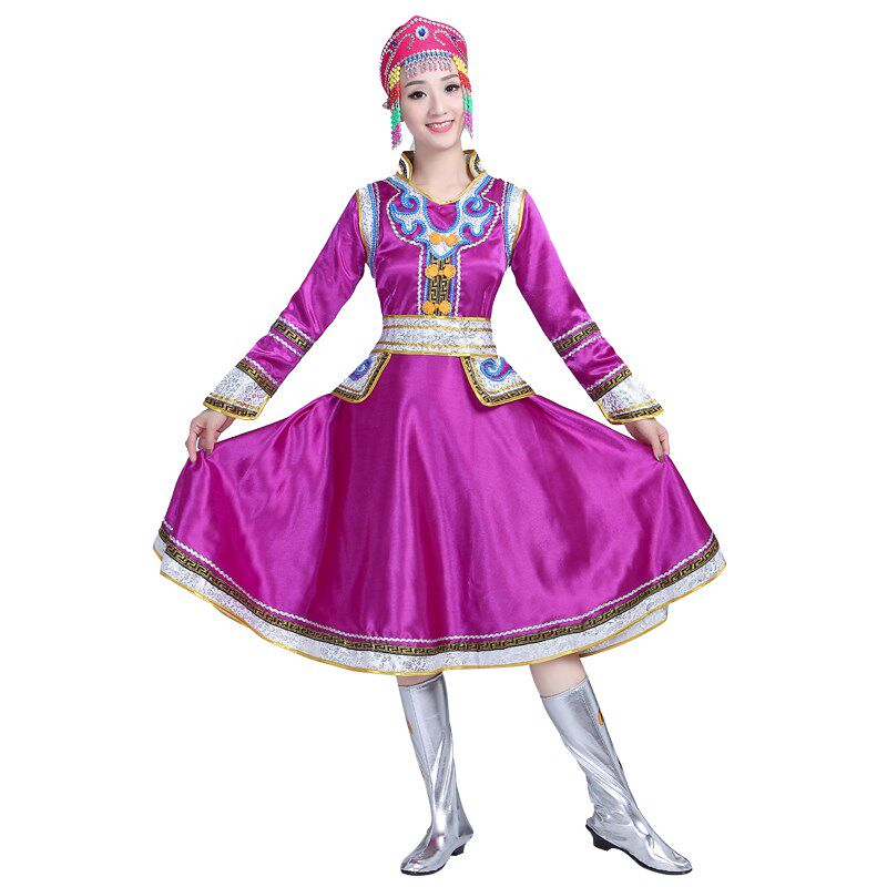 新款蒙古族成人表演服装女少数民族内蒙古袍筷子舞舞蹈演出服长裙