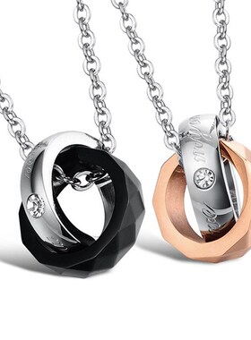 极速Containing matchs with the aureate 2-ring diamond pendan