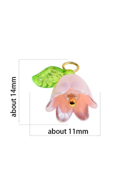 10/100pcs Cute Pearl Bell Orchid Pendant Green Leaf Flower F