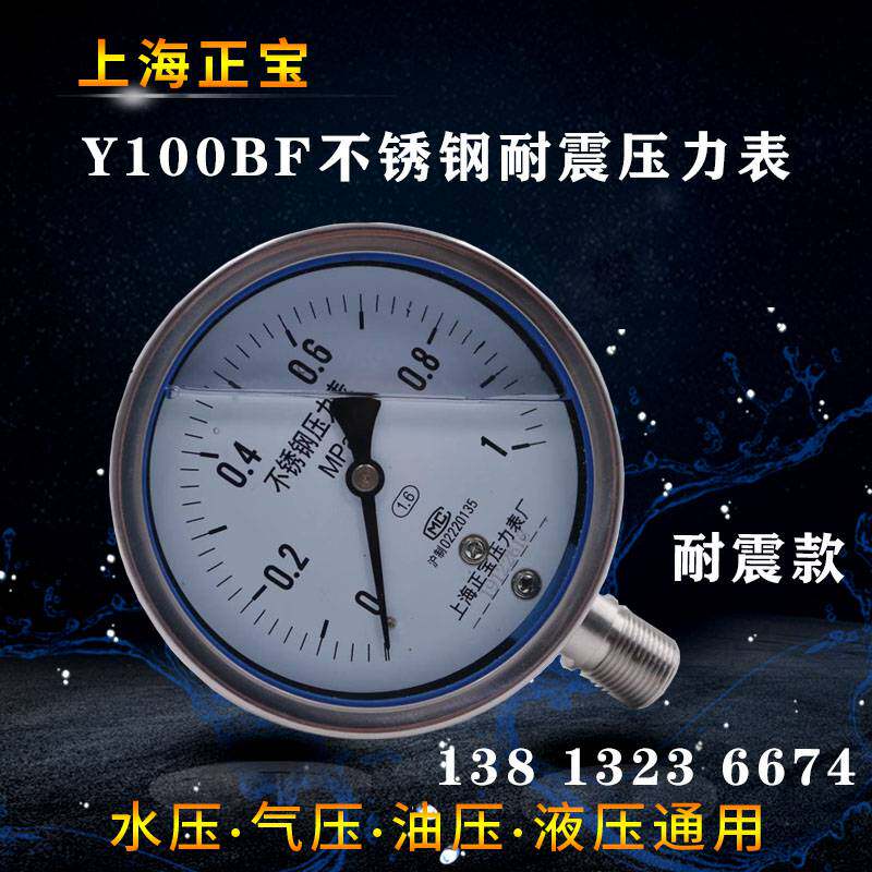 极速。Y100F不锈钢压力表耐震油压304氨用耐高温真空防腐-0.1-0Mp