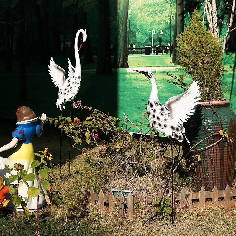 新中式户外仙鹤落地大摆件别墅花园庭院园林景观售楼水池造景装饰