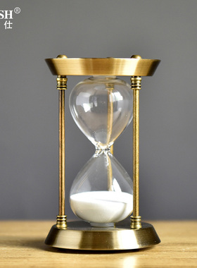 创意金属沙漏摆件15/30/60分钟计时器家居装饰品儿童安全礼物