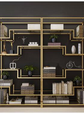 HMAAM-605北欧后现代书架简约落地置物架办公室轻奢不锈钢书柜样