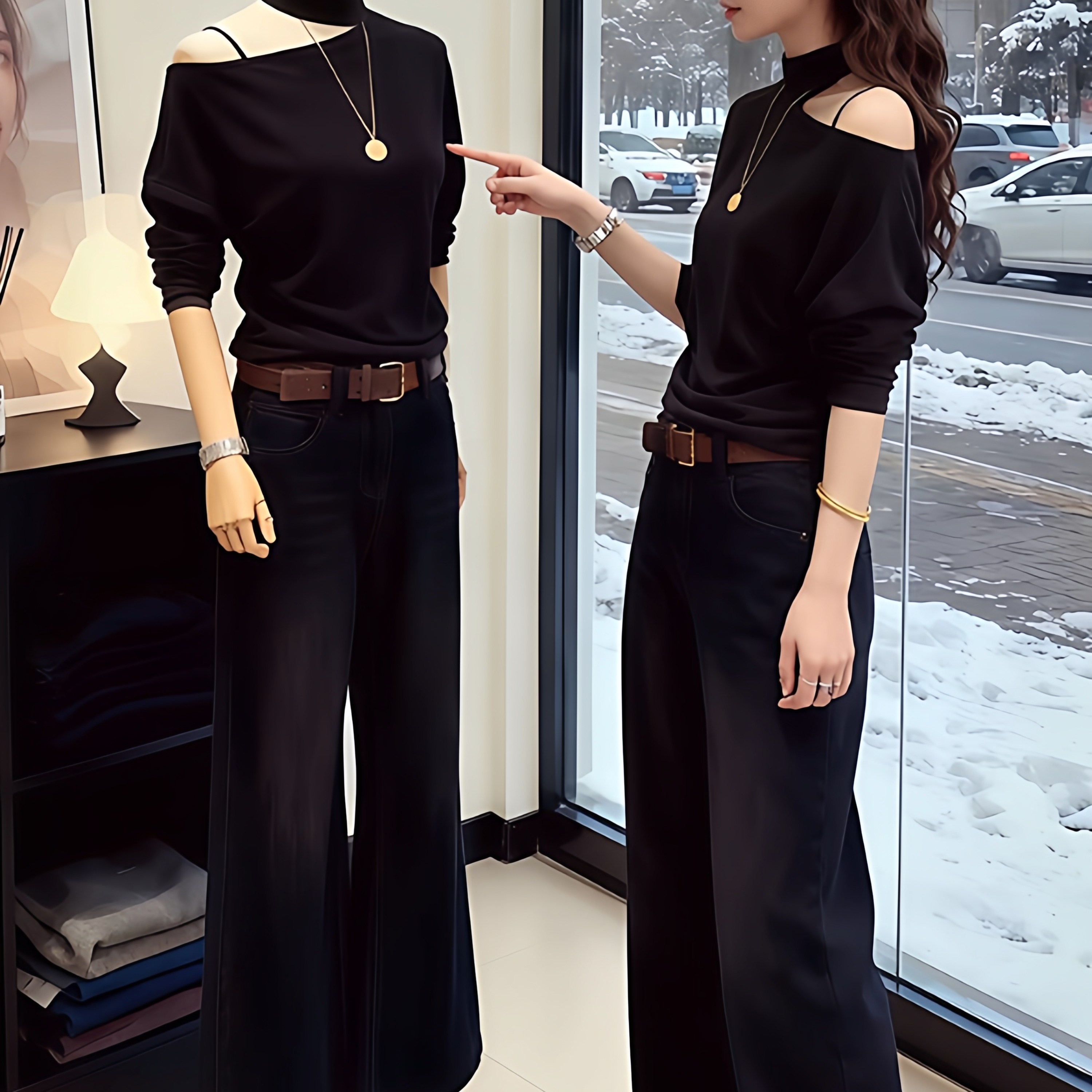 韩系咖色挂脖露肩长袖T恤女秋冬修身显瘦打底衫加绒辣妹穿搭上衣,女装/女士精品,T恤,淘宝优惠券,粉丝福利购,淘宝优惠卷