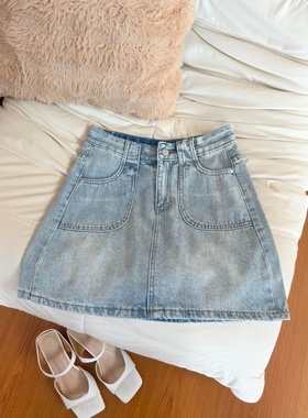 QiQi【韩式精华】夏季新款牛仔短裙四分裙休闲百搭显瘦裙子-99261