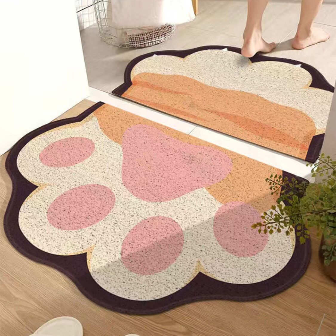 可爱卡通门垫进门入户室内丝圈脚垫防滑耐磨猫爪防溅垫家用可裁剪