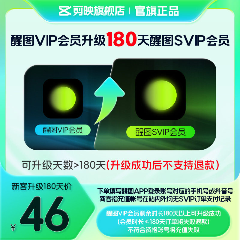 【醒图升级限SVIP新客购买】醒图VIP会员升级SVIP会员180天升级包图片