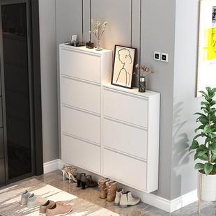 钢制超薄鞋 玄关柜小户型家用简约铁艺收纳柜 柜家用门口入户翻斗式