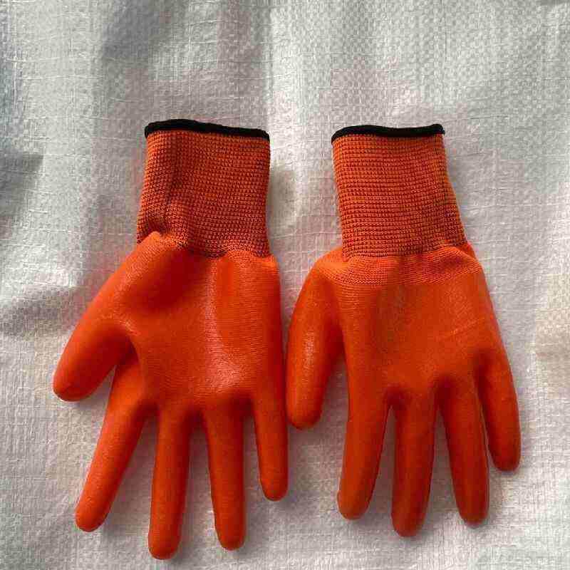 包邮牛筋PVC加厚耐磨满挂浸胶手套桔纱全胶耐油工业劳保防护手套