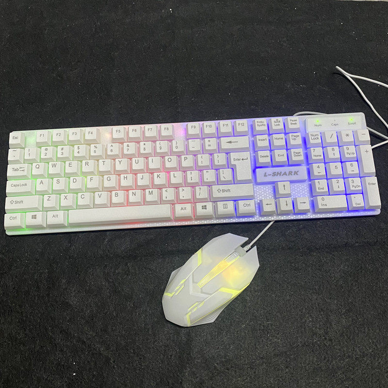 灵鲨350键鼠套有线发光键盘鼠标套装笔记本台式机电脑USB办公家用