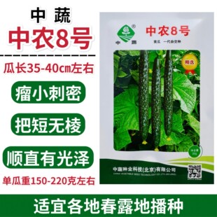 中蔬中农8号黄瓜种子瓜色深绿顺直有光泽瘤小刺密把短无棱春秋播
