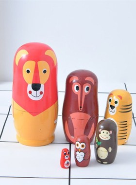 6 Layers Russian Nesting Dolls Matryoshka Wooden Dolls Fox H